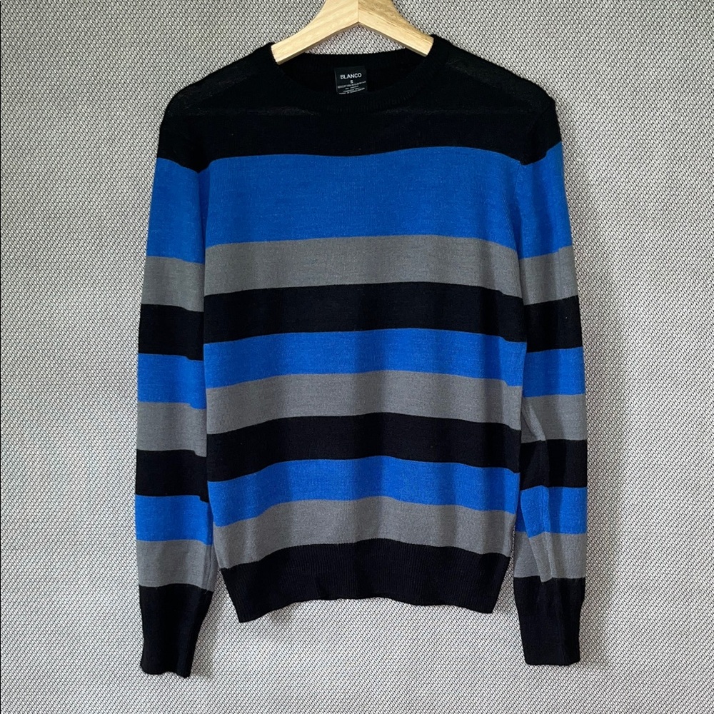 Vintage Striped Sweater (Blue, Black, Gray)